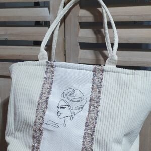 Sac velour cotelé et broderie